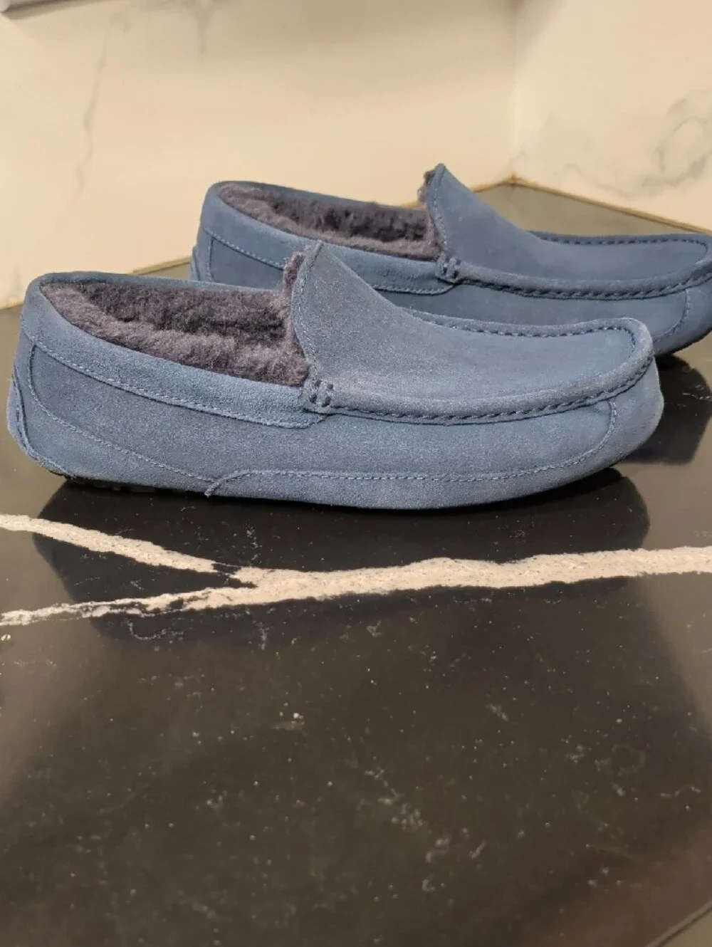 UGG® Ascot Plush-Lined Slip-On Moccasin Loafer Slippers Size 12 $119.95